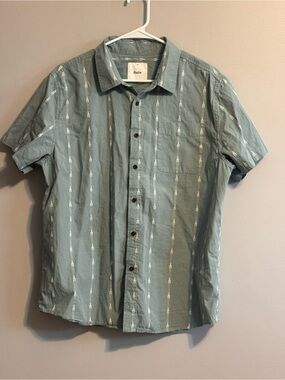 Katin Men’s Large Mint Green Geometric Stripe Short Sleeve Button Up Shirt